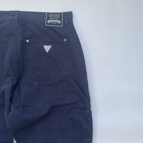 Guess Men’s Regular Tapered Carpenter Pants Relax Fit In Navy Blue Size 31 - Picture 10 of 12